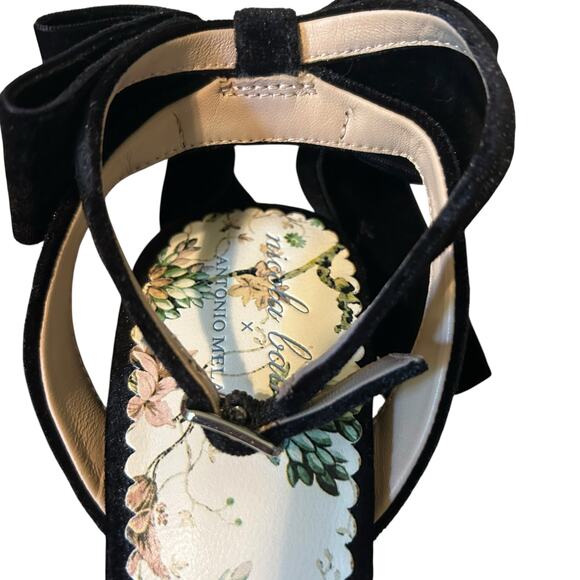 Antonio Melani + Nicola Bathie Black 11M Velvet Lila Bow Platform Pumps Women's - Picture 6 of 11